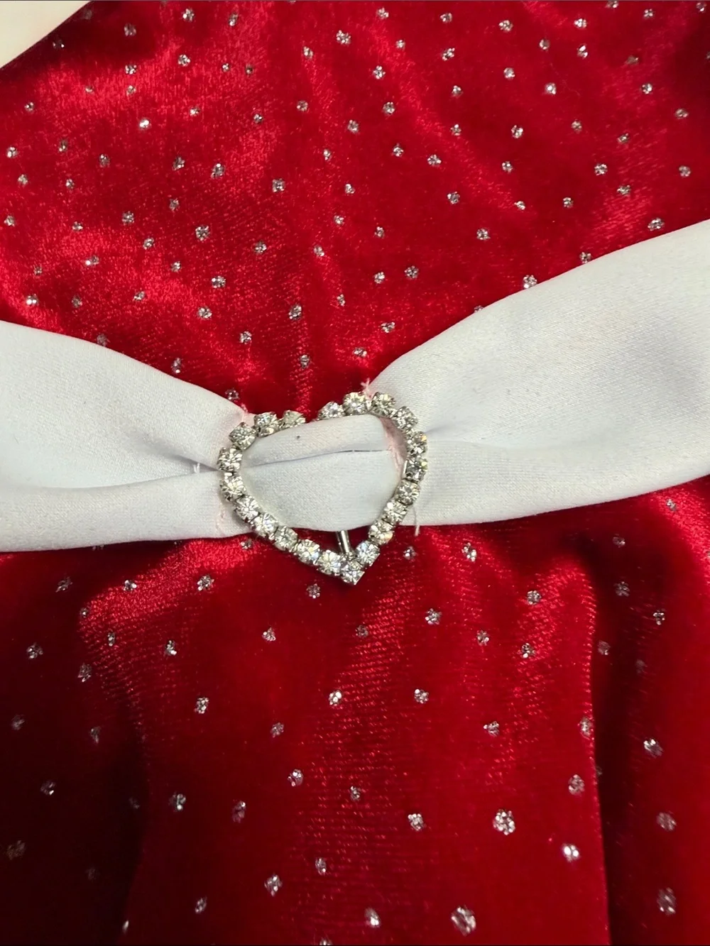 Bonnie Jean Red Velvet Sparkle Dress with White Trim Jacket